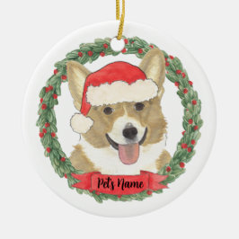 Persoonlijke hertenbruine Corgi Kerstmis Keramisch Ornament