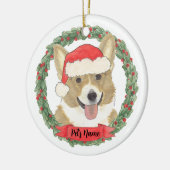 Persoonlijke hertenbruine Corgi Kerstmis Keramisch Ornament (Links)