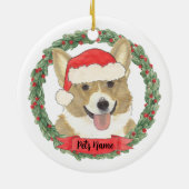 Persoonlijke hertenbruine Corgi Kerstmis Keramisch Ornament (Achterkant)