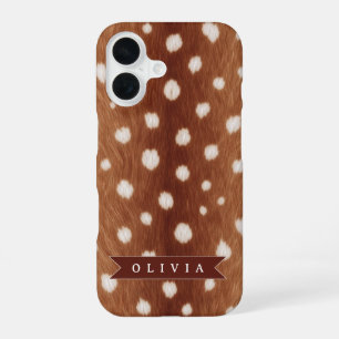 Persoonlijke hertenprint neutrale esthetische cade iPhone 16 hoesje