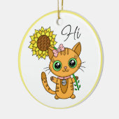 Persoonlijke Hi en Hugs | Kute met zonnebloem Keramisch Ornament (Links)