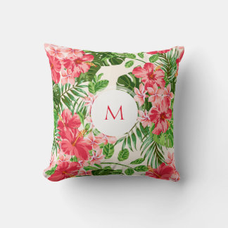 Persoonlijke Hibiscus Flower Monogram Pillow Kussen