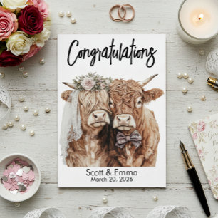 Persoonlijke Highland Cow Huwelijksfelicitaties