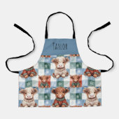 Persoonlijke Highland Cow Kerst Crew Kinderen Schort (Voorkant)