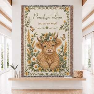 Persoonlijke Highland Cow Todd Gewoven Worpdeken  Deken