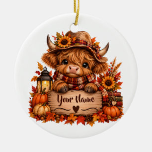 Persoonlijke Highland Koe Herfst Ornament