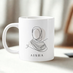 Persoonlijke Hijab Lijn Kunst Mok Koranvers 7:26