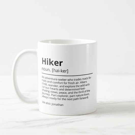 Persoonlijke Hiker Definition Mok | Aangepaste naa (Links)