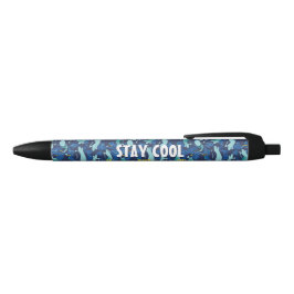 Persoonlijke Hip Navy Blue Penguin Colony Zwarte Inkt Pen