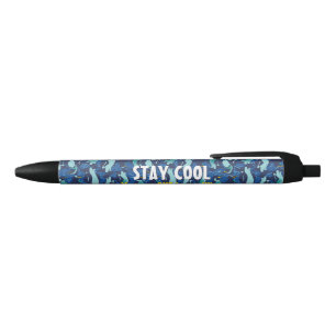 Persoonlijke Hip Navy Blue Penguin Colony Zwarte Inkt Pen