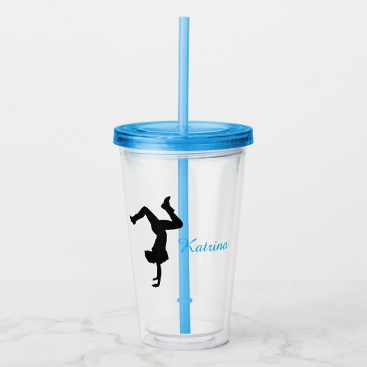 Persoonlijke HipHop Dance Silhouette Tumbler Acryl Drinkbeker (Voorkant)