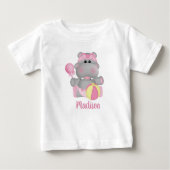 Persoonlijke Hippo met Rattle en Ball T-Shirt (Voorkant)