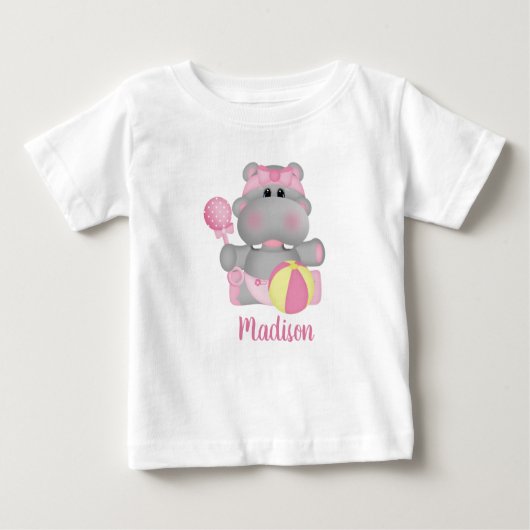 Persoonlijke Hippo met Rattle en Ball T-Shirt (Voorkant)