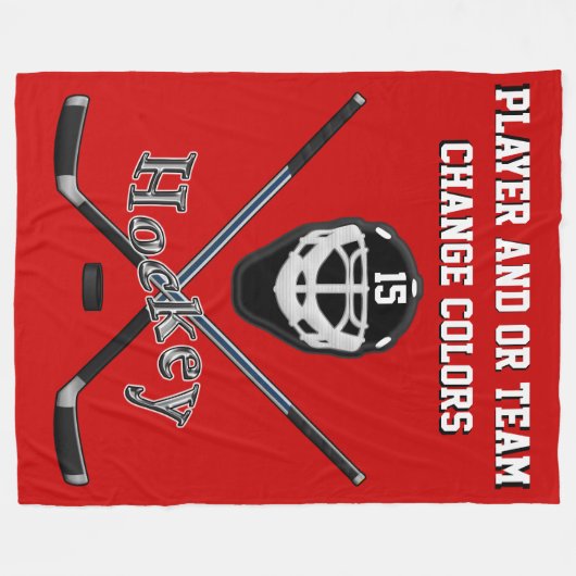 Persoonlijke HOCKEY Blanket, Jouw tekst en KLEUREN Fleece Deken (Voorkant (Horizontaal))