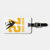 Persoonlijke Hockey Player Name Number black Gold Bagagelabel (Voorkant horizontaal)