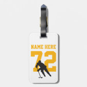Persoonlijke Hockey Player Name Number black Gold Bagagelabel (Achterkant verticaal)