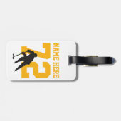 Persoonlijke Hockey Player Name Number black Gold Bagagelabel (Achterkant horizontaal)