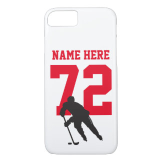 Persoonlijke hockey Player Name Number red black iPhone 8/7 Hoesje