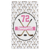 Persoonlijke hockey Player Name Number Roze Girls Klein Cadeauzakje (Achterkant)