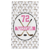 Persoonlijke hockey Player Name Number Roze Girls Klein Cadeauzakje (Voorkant)