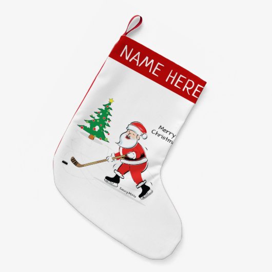Persoonlijke hockey Santa Stocking Kleine Kerstsok (Voorkant (Hangend))