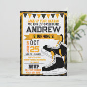 Persoonlijke Hockey Schaatsen Verjaardag Uitnodigi Kaart (Staand voorkant)