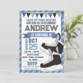 Persoonlijke Hockey Schaatsen Verjaardag Uitnodigi Kaart (Staand voorkant)