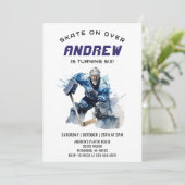 Persoonlijke Hockey Thema Verjaardag Party Uitnodi Kaart (Staand voorkant)