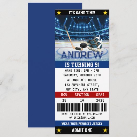 Persoonlijke Hockey Ticket Verjaardag Decoraties Kaart (Voorkant / Achterkant)