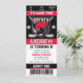 Persoonlijke Hockey Ticket Verjaardag Uitnodiging (Staand voorkant)