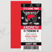 Persoonlijke Hockey Ticket Verjaardag Uitnodiging (Voorkant / Achterkant)