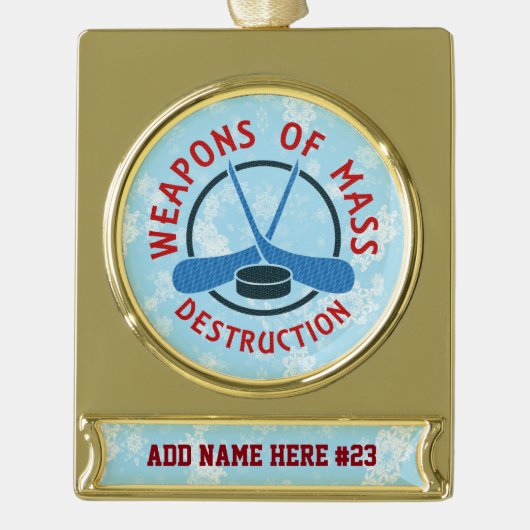 Persoonlijke Hockey-uitrusting Kerst Ornament Verguld Banner Ornament (Voorkant)