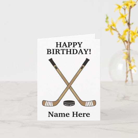 Persoonlijke Hockey Verjaardag Hockeysticks Kaart (Gele Bloem)