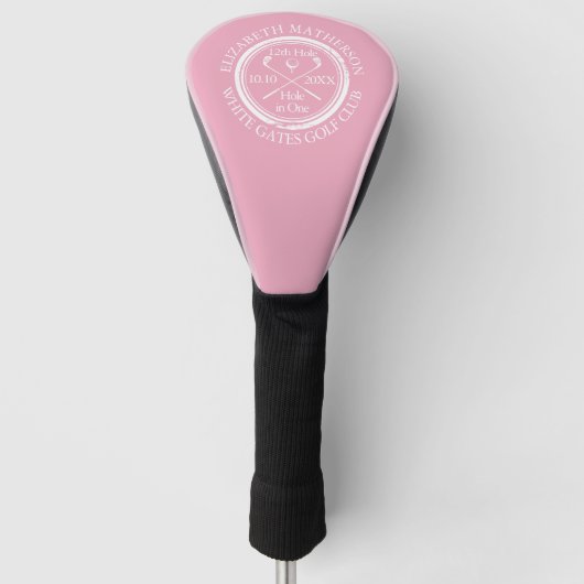 Persoonlijke Hole in One Roze Dames Golfheadcover (Voorkant)