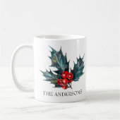 Persoonlijke Holly Sprig-kerstMok Koffiemok (Links)