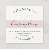 Persoonlijke homemade DANK JE HET Etiket Vierkante Visitekaartje (Voorkant)