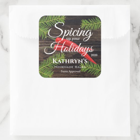 Persoonlijke Homemade Salsa Vierkante Sticker (Tas)