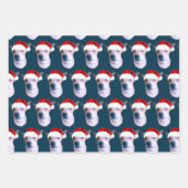 Persoonlijke hond Foto Blauwe Kerstmis Inpakpapier Vel (Voorkant 2)