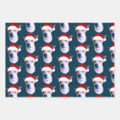 Persoonlijke hond Foto Blauwe Kerstmis Inpakpapier Vel (Voorkant)