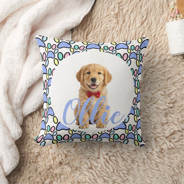 Persoonlijke Hond Foto Kussensloop met Pootafdrukk Kussen (Deken)