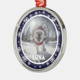 Persoonlijke Hond Foto & Naam Metalen Ornament