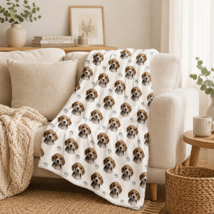 Persoonlijke Hond Foto Poot Patroon Fleece Deken
