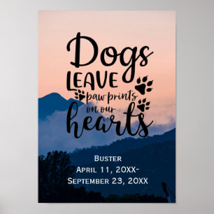 Persoonlijke Hond Gedenk 'Pootafdrukken Over' Post Poster