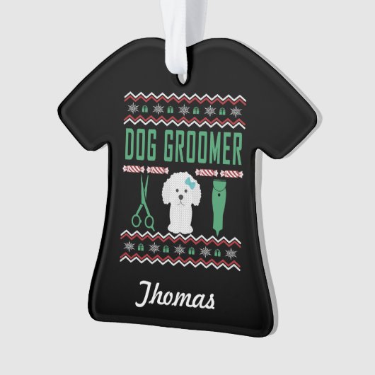 Persoonlijke hond Groomer Ugly KerstSweater Ornament (voorkant)