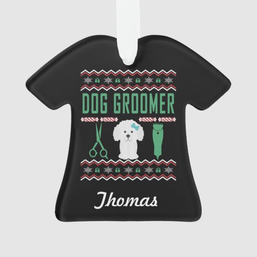 Persoonlijke hond Groomer Ugly KerstSweater Ornament (achterkant)