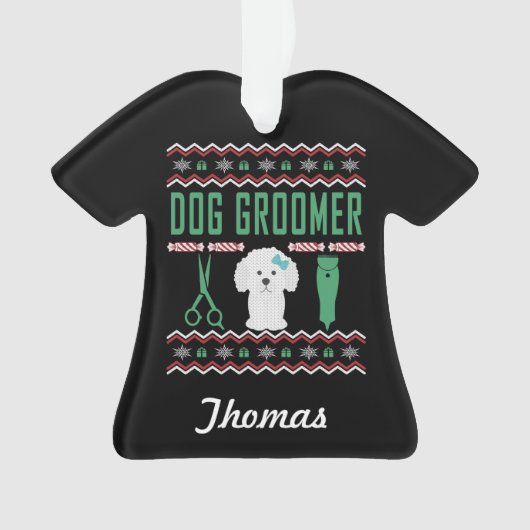 Persoonlijke hond Groomer Ugly KerstSweater Ornament (voorkant)