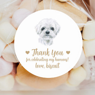 Persoonlijke Hond Huwelijksgunststickers Ronde Sticker
