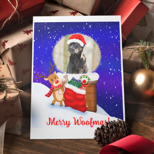 Persoonlijke Hond Kerstman Dakrand Rendieren Met C Kaart
