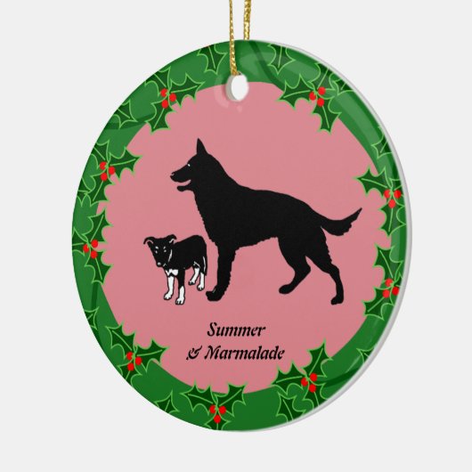 Persoonlijke hond kerstmis keramisch ornament (Links)