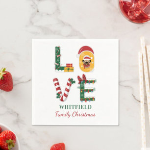 Persoonlijke Hond LIEFDE Familie Kerst Vakantie Servet